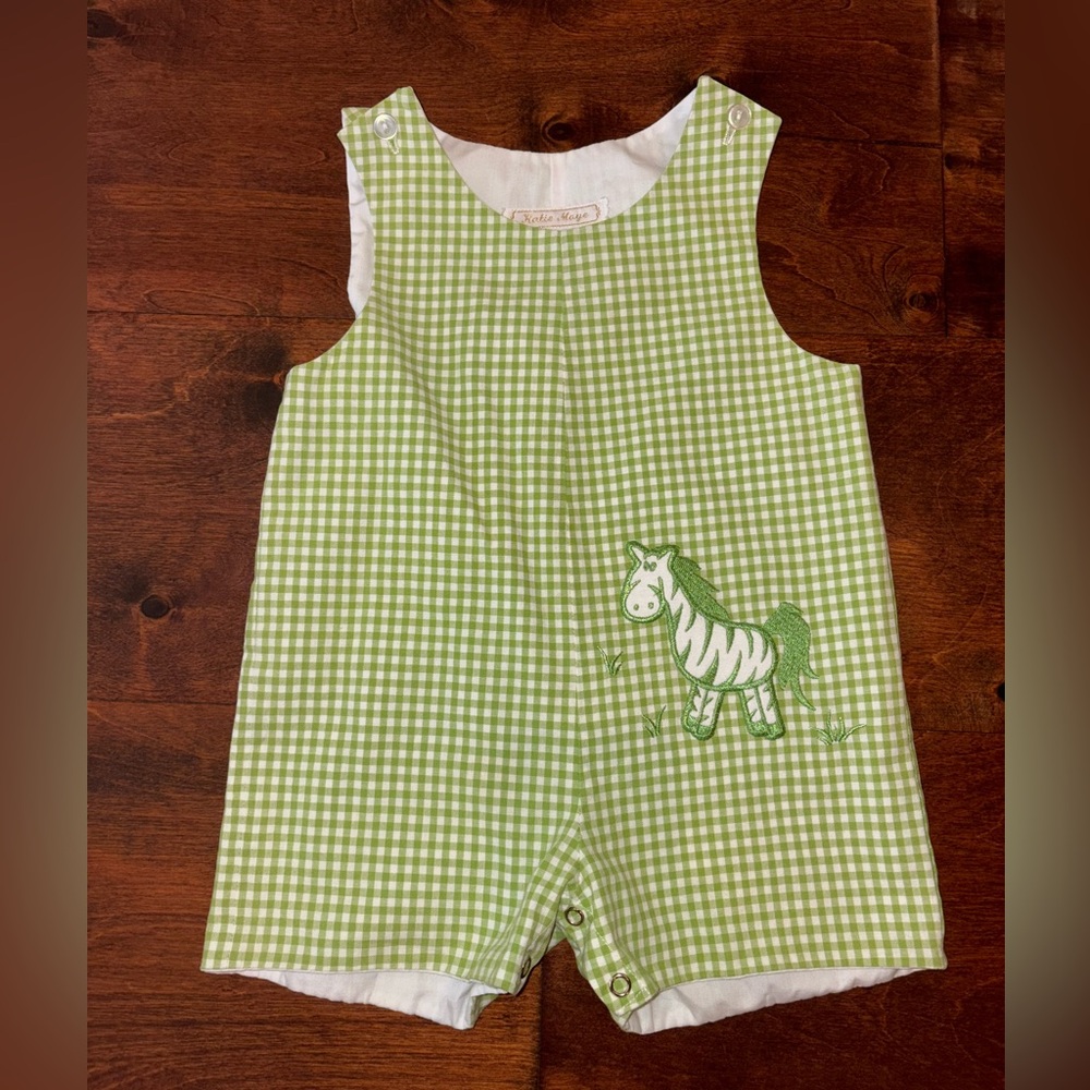 Gingham Embroidered Romper